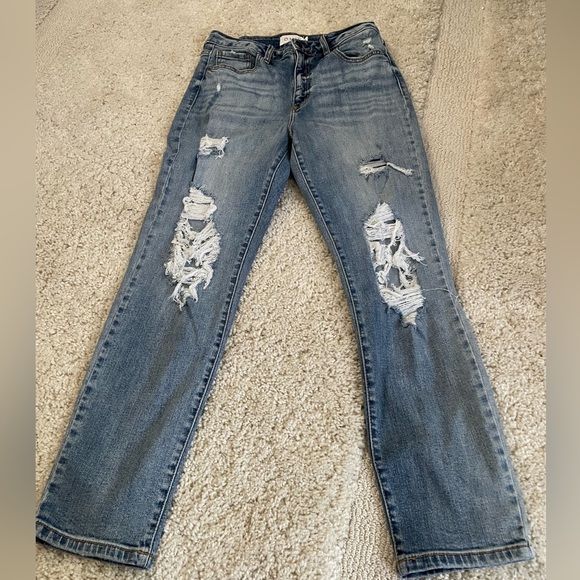High Waisted Distressed Mom Jeans - Picture 2 of 8